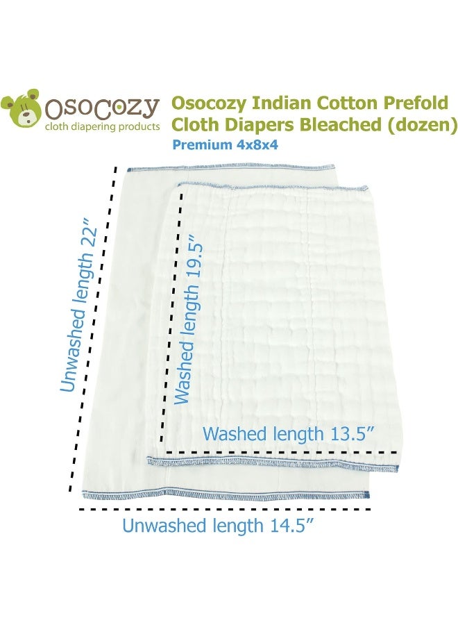 OsoCozy - Prefold Cloth Diapers (1 Dz) - Soft, Absorbent Durable Diaper Service Quality Prefolds. 100% Cotton - 14.5"x22", Fits 15-30 Lbs. - (Premium 4x8x4) - Image 3